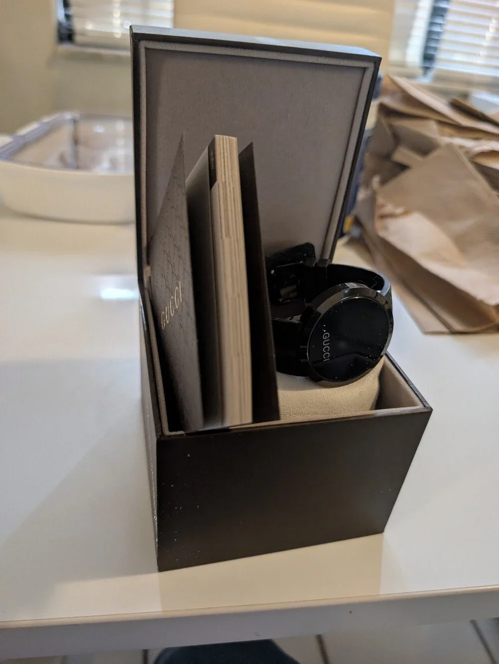 Gucci Black LED Watch with Signature Web Stripe